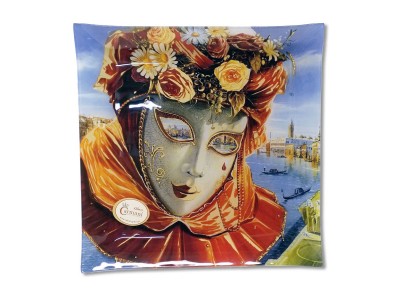 Dekoratyvinė lėkštė iš stiklo „Venecijos kaukė“