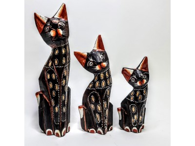 Skulptūrėlės „Kačių šeima“, 3 vnt., 17-494