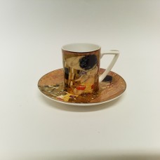 espresso puodelis su lėkštute - "Bučinys" Klimtas 