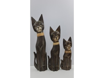 Skulptūrėlės „Kačių šeima“, 3 vnt., 17-887