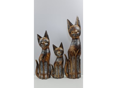 Skulptūrėlės „Kačių šeima“, 3 vnt., 17-888