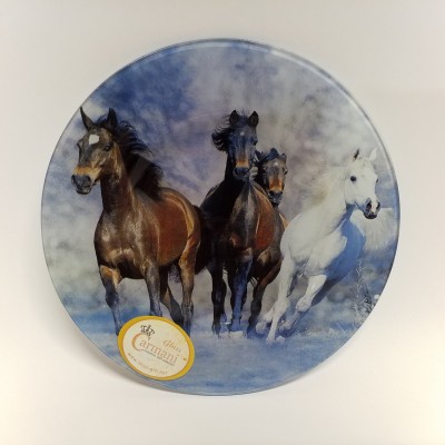 Dekoratyvinė lėkštė iš stiklo „Žirgai“, 198-6101