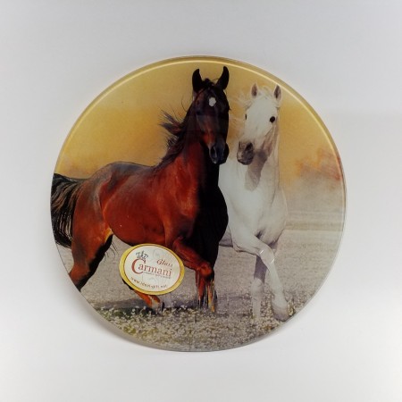 Dekoratyvinė lėkštė iš stiklo „Žirgai“, 198-6107
