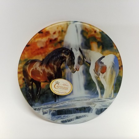 Dekoratyvinė lėkštė iš stiklo „Žirgai“, 198-6117