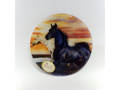 Dekoratyvinė lėkštė iš stiklo „Žirgai“, 198-6118