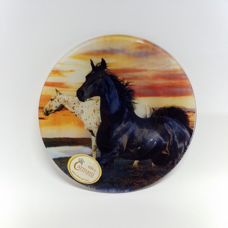 Dekoratyvinė lėkštė iš stiklo „Žirgai“, 198-6118
